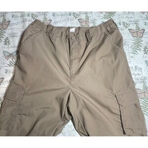 Haband Travelers Mens Cargo Pants Size 38/M Beige Elastic Waist Casual‎